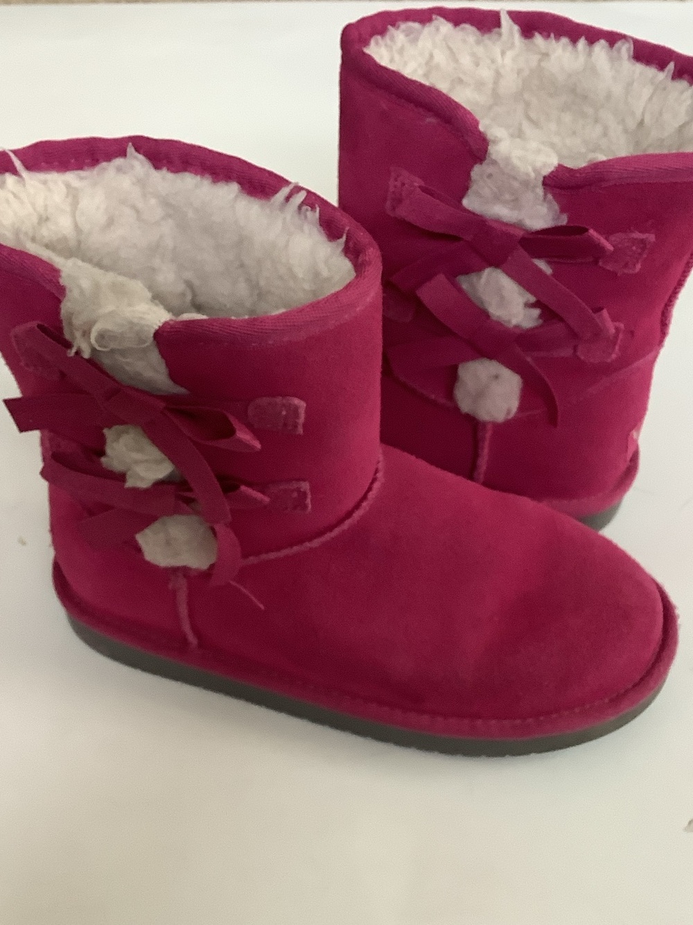 Girl’s Cozy UGG Winter Boots - Pink Faux-Suede with Shearling Lining